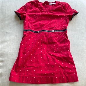 Brooks Brothers Red Dress with Cross Stitch Pattern